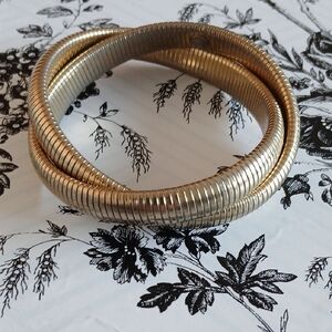 Elegant Vintage Goldtone Stretch Coil Wrap Bracelet